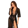 Estiqua accappatoio nero trasparente pizzo morbido sensualità femminile elegante raffinato sensuale raffinata seducente sofisticata