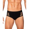 Slip uomo nero M101 design moderno tagli laterali tessuto elastico comodo sensuale elegante raffinata
