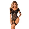 Bodystocking nero con motivi geometrici e aperture sensuali maniche corte sensuale elegante raffinata seducente