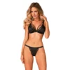 Completo lingerie donna nero pizzo reggiseno slip satin eleganza sensualità raffinata sensuale elegante seducente