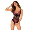 Rosenty body nero pizzo rosa dettagli floreali design sensuale elegante raffinato raffinata seducente femminile