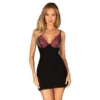Babydoll Nero Pizzo Coppe Ferretto Perizoma Set Elegante Sensuale Femminile raffinata seducente sofisticata lussuosa