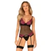 Bustino elegante nero Rosenty pizzo rosa perizoma reggicalze sensualità esclusiva sensuale raffinata seducente femminile