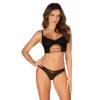 Completo intimo nero Roxelia reggiseno balconcino perizoma dettagli incrociati sensuale elegante raffinata seducente femminile