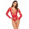 Body rosso elegante trasparente floreale maniche lunghe sensualità raffinata donna sensuale seducente femminile sofisticata