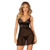 Babydoll nero pizzo trasparente con perizoma regolabile elegante seducente raffinato sensuale raffinata femminile sofisticata