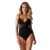 Body Nero Pizzo Elegante Sexy Con Spalline Regolabili Coppe Imbottite Raffinato sensuale raffinata seducente