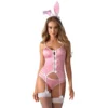 Costume coniglietta rosa body reggicalze calze orecchie fiocchi eleganza femminile sensuale elegante raffinata seducente