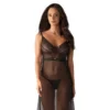 Camicia da notte lunga nera Estiqua pizzo elegante sottoveste spalline regolabili sensuale raffinata seducente