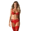 Completo intimo rosso pizzo reggiseno perizoma cintura portacollant cuore sensuale elegante raffinata seducente femminile