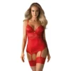 Bustier Lovica Rosso Pizzo Perizoma Giarrettiere Decorazioni Perle Sexy sensuale elegante raffinata seducente femminile