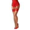 Calze autoreggenti rosse pizzo motivi floreali reggicalze elegante seducente donna sensuale raffinata femminile sofisticata