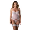 Corsetto bianco pizzo trasparente con perizoma reggicalze eleganza femminilità seduzione sensuale elegante raffinata seducente