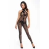 Tuta F315 Ego Maglia Floccata Nera Trasparente Elegante Sensuale Femminile raffinata seducente sofisticata lussuosa