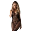 Bodystocking Nero F241 Rete Trasparente Design Audace Elegante Comfort sensuale raffinata seducente femminile sofisticata