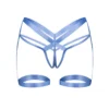 Cinghia stringa Shaderi blu design geometrico minimalista tessuto elastico lucido femminile elegante sensuale moderna