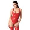 Body rosso lucido zip frontale design aderente sensualità estrema sensuale elegante raffinata seducente femminile