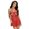Babydoll rosso pizzo tulle raso fiocco sexy Kiss 247 design audace elegante femminile sensuale