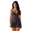 Babydoll blu notte con pizzo coppe ferretto spalline regolabili perizoma coordinato sensuale elegante raffinata