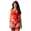 Corsetto rosso pizzo perizoma reggicalze sensualità eleganza femminilità raffinata intima sensuale elegante seducente femminile
