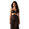 Babydoll nero trasparente perizoma pizzo coppe ferretto spalline regolabili design moderno sensuale elegante raffinata