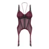 Corsetto Parisel trasparente bordeaux reggicalze spalline stecche design elegante raffinato sensuale raffinata seducente femminile