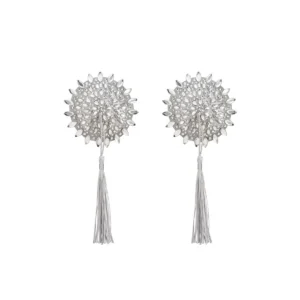 Copri capezzoli Mistiqua bianchi cristalli eleganti pompon pendenti raffinati sensuale elegante raffinata seducente femminile