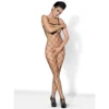 Bodystocking nero rete a losanghe spalline sottili sensualità femminile intima elegante aderente corpo completo