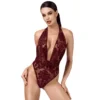 Body perizoma bordeaux velluto scollatura profonda design elegante seducente donna sensuale raffinata femminile sofisticata
