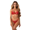 Matildea completo lingerie aperto rosso pizzo catena spalline regolabili elegante sensuale raffinata seducente femminile
