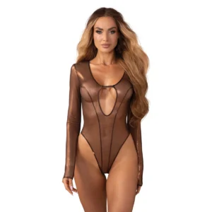 Soranna body maniche lunghe trasparente riflessi metallici design aderente elegante sensuale raffinata seducente femminile