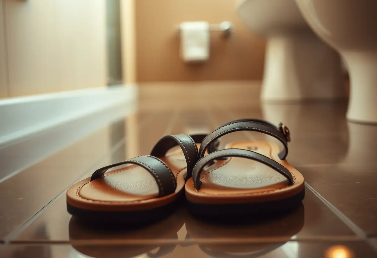 sandali comodi in bagno, outfit vacanza estate femminile
