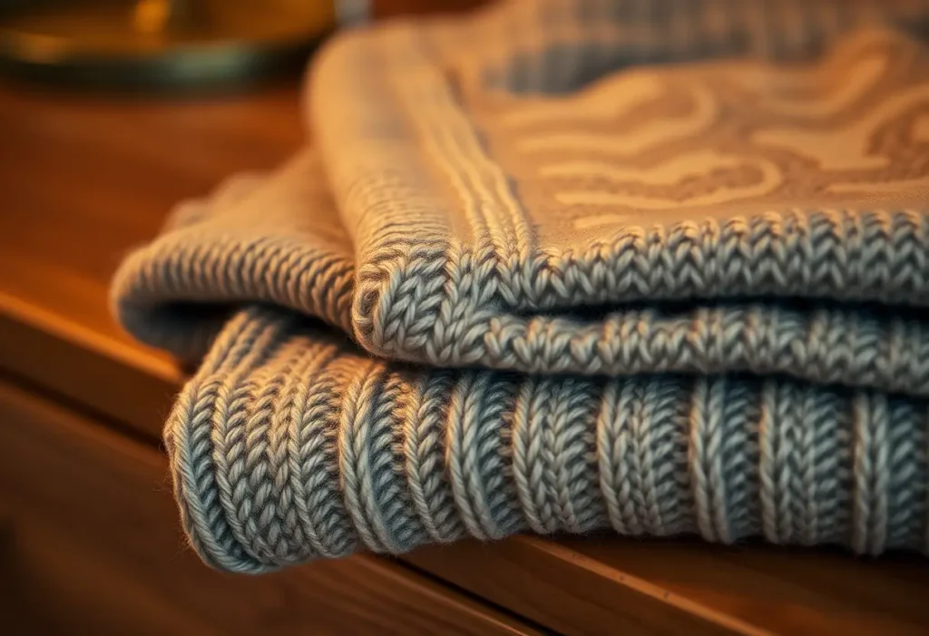maglione di lana piegato su cassettiera